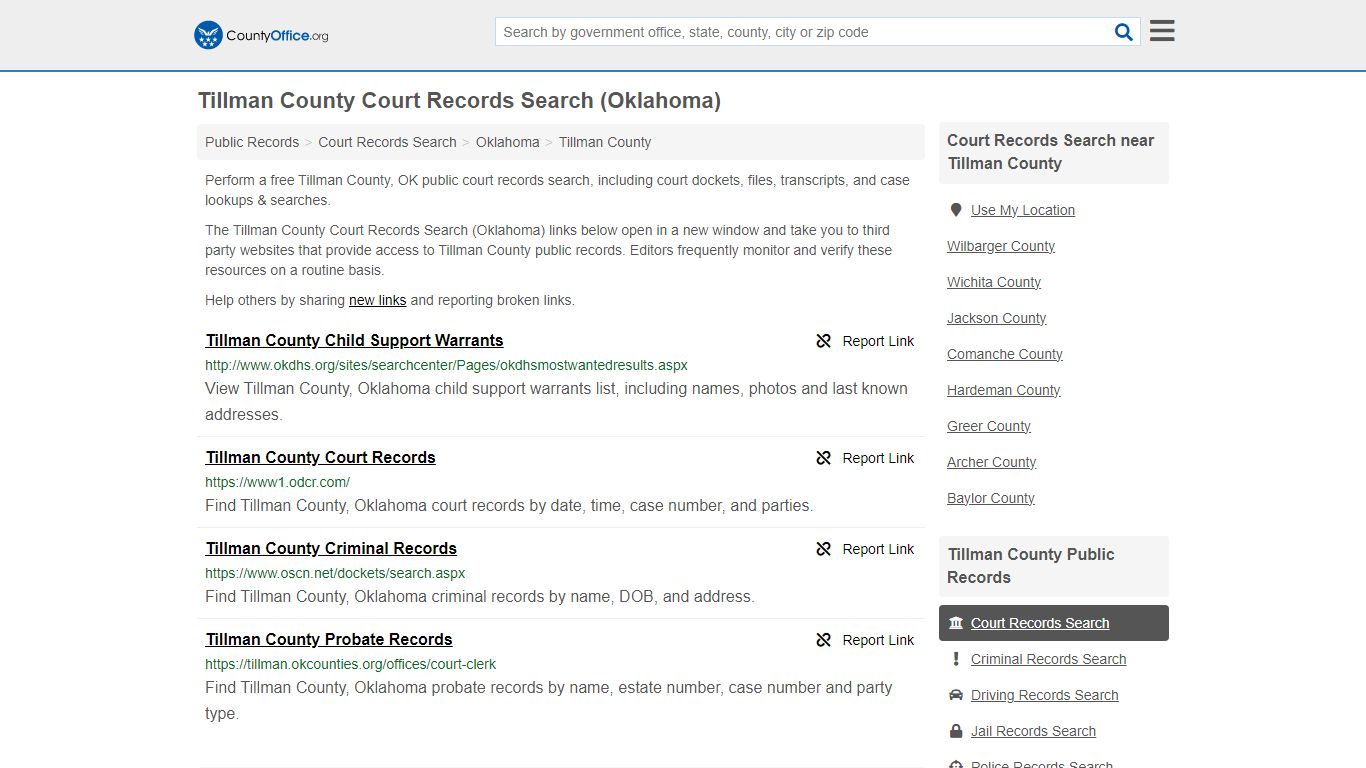 Court Records Search - Tillman County, OK (Adoptions, Criminal, Child ...