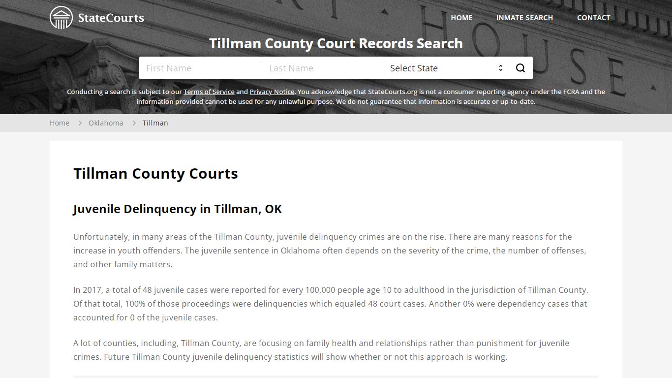 Tillman County, OK Courts - Records & Cases - StateCourts