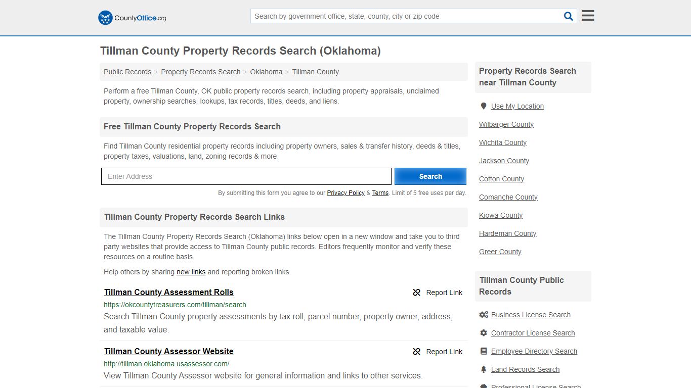Tillman County Property Records Search (Oklahoma) - County Office